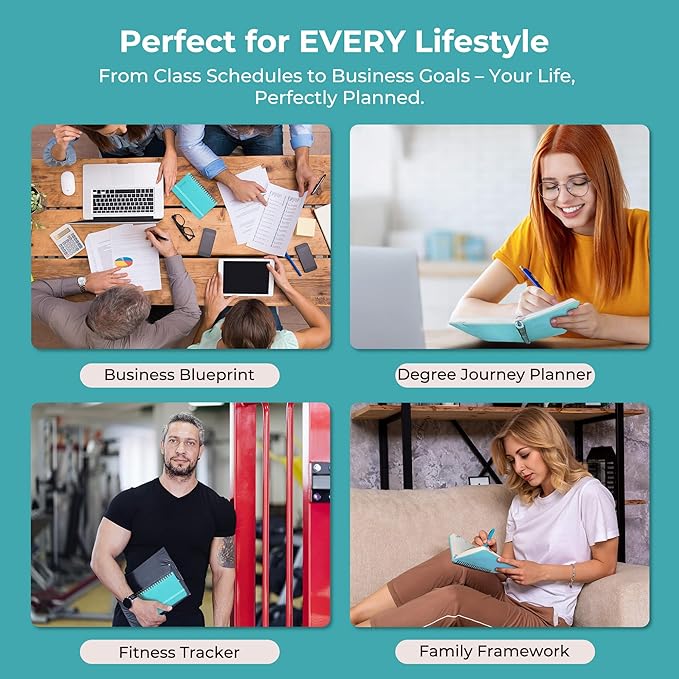 Planner 2025-2026 Daily Weekly and Monthly,6.5"x3.75",18 Months Spiral Bound Calendar Agenda with Self-adhesive Pen Holder,2026 Academic Plan with Vegan Leather Soft Cover,Light Blue