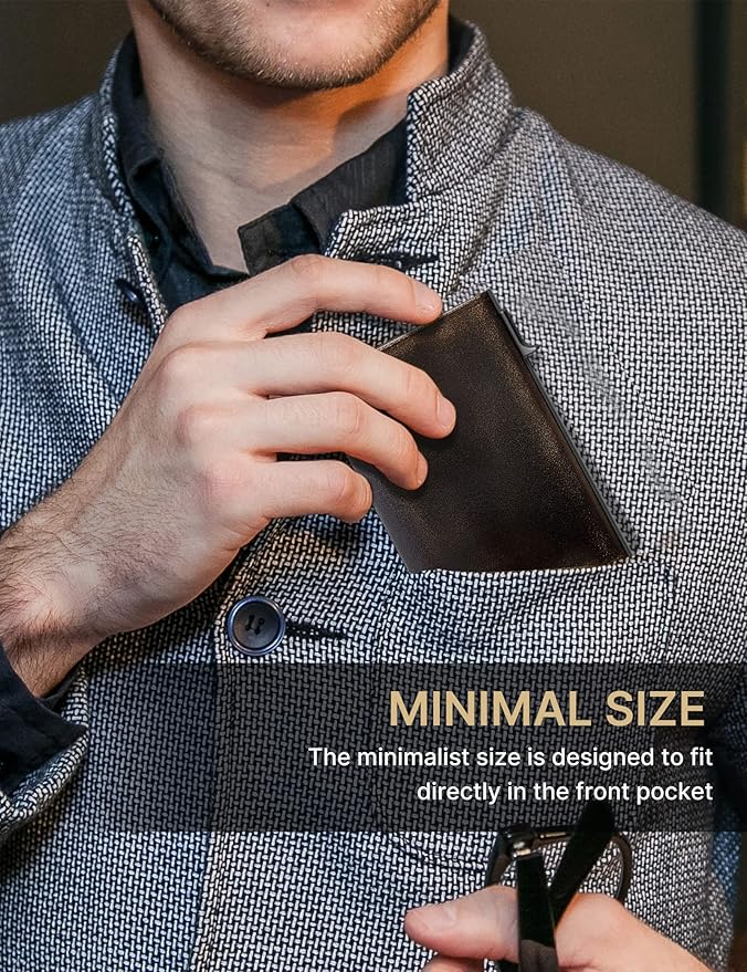 typecase Mens Wallet Card Holder: Pop Up Aluminum Case, Full Grain Leather, RFID Blocking, Smart, Slim, Minimalist, Front Pocket - 9-14 Card Capacity | ID Window | Cash Slot (Burnished Black)