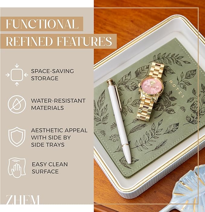 Small Night Stand Organizer Nightstand Tray Bedside Table Organizer Women| Dresser Trays for Bedroom Leather Valet Trinket Tray Catch All| Purse Bowl for Women| Desk Trays