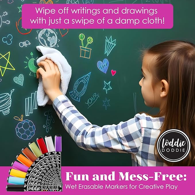 Loddie Doddie Liquid Chalk Markers - 10-Count 6mm Chisel & Bullet Tip - Earth Tone Erasable Chalkboard Pens - Dry Erase Markers for Blackboard