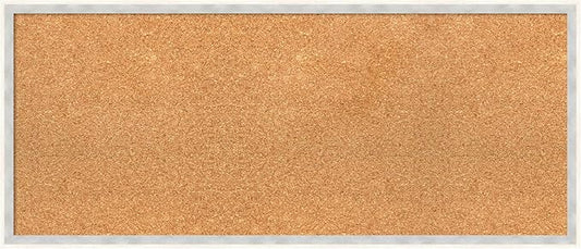 Amanti Art Natural Cork Board for Wall, 15x35 Vision Board with White Frame, Medium Corkboard Office Decor for Home Organization, Modern Corkboard Pinboard to Display Items for Home Organization in