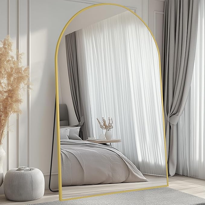 MELOMOIR 76"x44" Oversized Floor Mirror Freestanding, Arched Full Length Mirror for Bedroom Living Room Dressing Room Gym Yoga Hair Salon, Gold Mirror Full Length with Shatterproof Tempered Glass