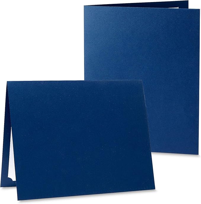Plain Blue Certificate Folders - Pack of 10, Linen Cover 80 lb. Stock, Folded, Die-Cut Corners, for Office, Business Awards, Graduation, School Diploma Holder, 9-1/2" x 12