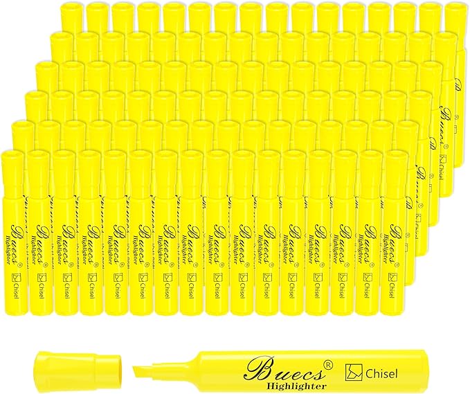 Highlighters Bulk Pack, 96 Count, Chisel Tip,Fluorescent Yellow, suitable for Adults Highlighting Planner Notes, Office School Supplies