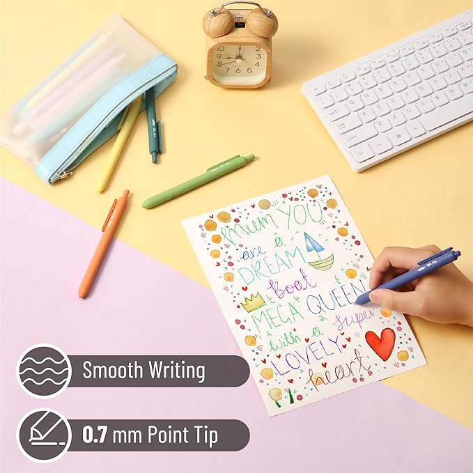 Mr. Pen- Retractable Gel Pens for Journaling, 22 Pack, Pastel, Morandi and Vintage Color Inks, Fast Dry, Colorful & Soft grip Barrels, Smooth Writing, 0.7mm Fine Point Aesthetic Pens