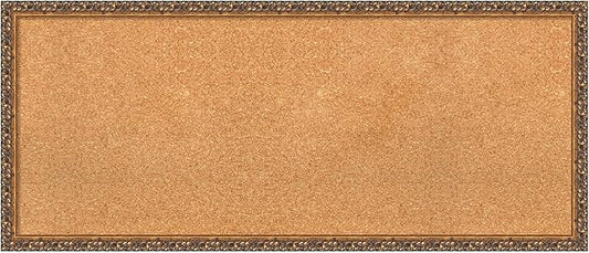 Amanti Art Natural Cork Board for Wall, 18x42 Vision Board with Bronze Frame, Large Corkboard Office Decor for Home Organization, Traditional Corkboard Pinboard to Display Items for Home Organization