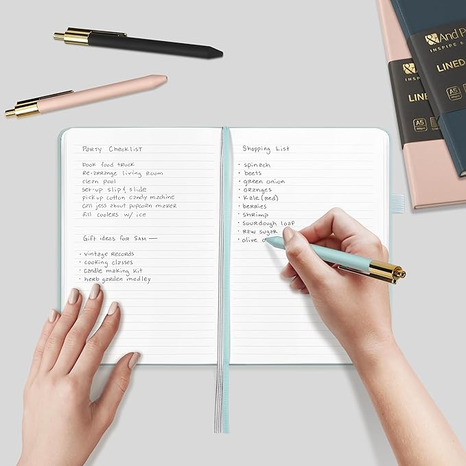 A5 Lined Leather Journal and Pen Set (3 packs), Hardcover Notebook with Pen, 160 Pages 100gsm Thick Ruled Paper for Men Women, for Work, Business, School or Home Writing, 5.7'' x 8'' (Black)