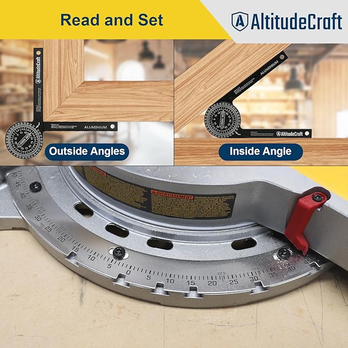 Miter Saw Crown Stops & Protractor Set – Precision Angle Tool Kit for Accurate Crown Molding, Trim, and Carpentry Work