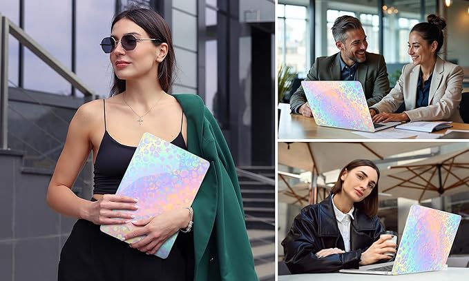 DONGKE for MacBook Air 13 Inch Case 2021-2018, Compatible with A2337 M1 A2179 A1932 Support Retina Display & Touch ID, Hard Shell Plastic Cover with Keyboard Skin - Leopard Print