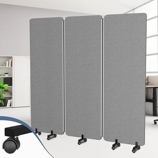 Acoustic Room Divider Privacy Panel with Wheels, 3 Panel Soundproof Room Divider (Aluminum Frame) for Room Partition, Folding Room Dividers Separation Office Cubicle Wall Sound Proof Partition Divider