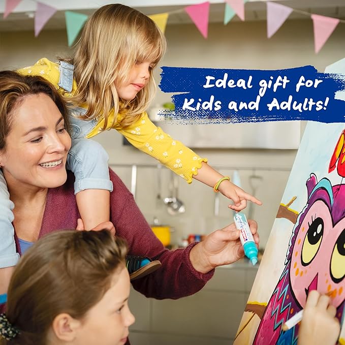 Edding Start Easy Set - Acrylic Paint Pens, Waterproof; Fine and Medium Nib, Incl. Postcard Pad - Set of 8 Pens - Nordic - For Canvas, Wood, Rock Painting