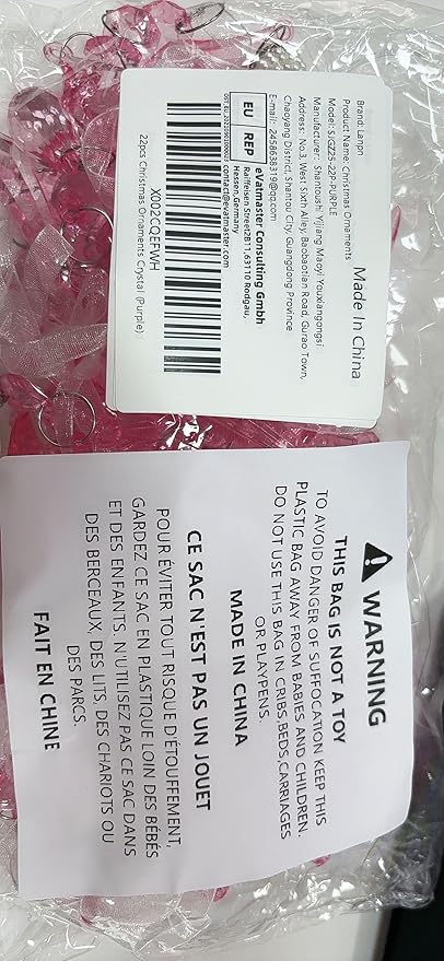 Lanpn 22pcs Christmas Ornaments Crystal Christmas Tree Decoration, Hanging Clear Acrylic Snowflake Icicle Drop Crystal Pendants for Xmas Tree Winter New Year Outdoor Indoor Party Decoration (Purple)