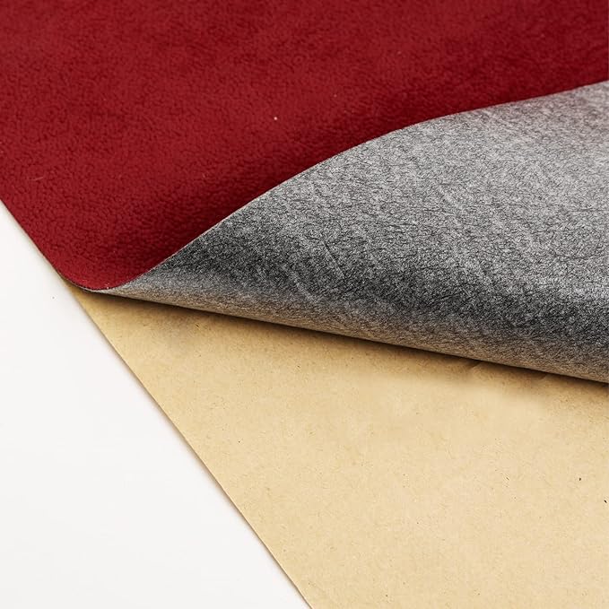 Removable Velvet Flock Self Adhesive Felt Fabric Liner Dark Red Velvet Drawer Liner for Jewelry Drawer Craft Felt Fabric Sheet Art & Craft Making 14.2" x 98"