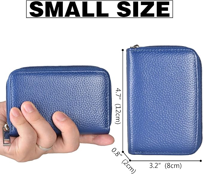 Easyoulife Genuine Leather Credit Card Holder Zipper Wallet With 26 Card Slots