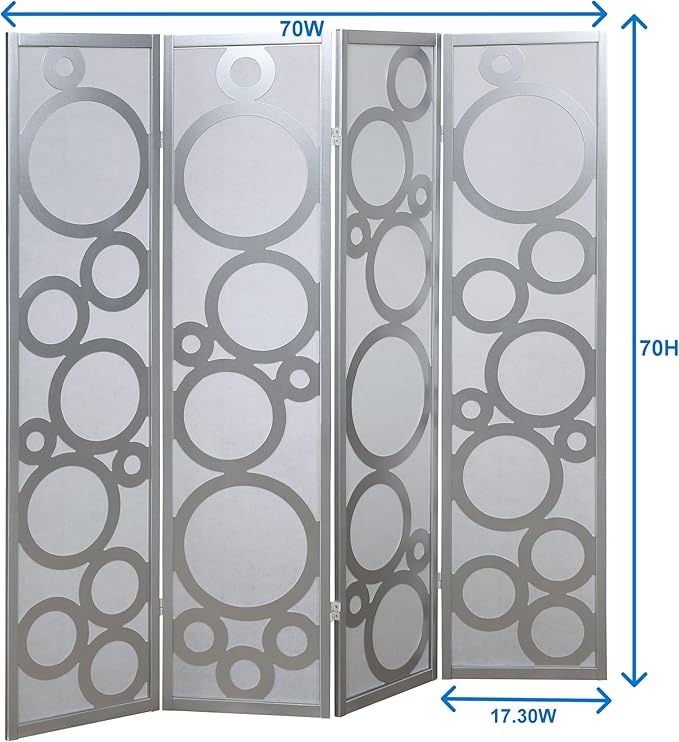 NicBex Room Divider 4 Panel Room Dividers with Circle Pattern Partition Room Dividers and Folding Privacy Screens Wall Divider for Home, Office, Room Separation,70" W x 1" D x 70" H, White+Black