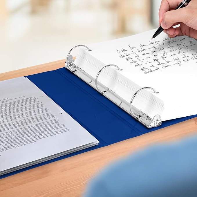 Samsill 0.5 Inch 3 Ring Binder, Made in USA, Economy Round Ring, Clear View Cover, 100 Sheet Capacity - for School, Home, Office - Blue, 4 Pack