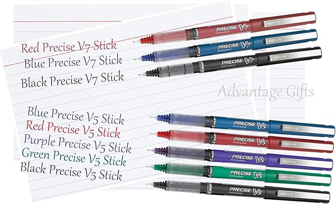 Precise V5 Stick Rolling Ball Pens, Extra Fine Point (.5mm), Red Ink, 6-pk; Bundle with Plastic Reusable Pouch