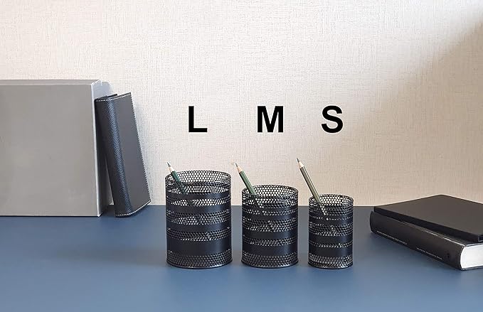 Metal Mesh Pen Pencil Cup Holder Stand Office Desk Organizer Stationery Caddy, Black (2 Pack)