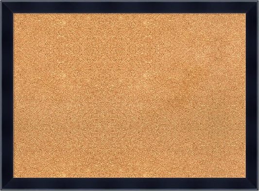 Amanti Art Natural Cork Board for Wall, 22x30 Vision Board with Black Wood Frame, Medium Corkboard Office Decor for Home Organization, Modern Contemporary Corkboard Pinboard to display items for home