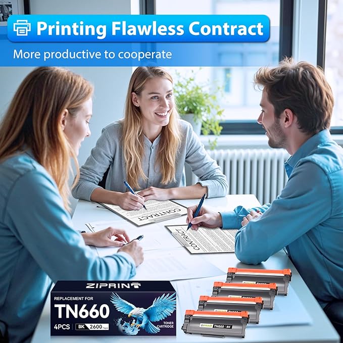 ZIPRINT 4-Pack TN660 Toner Cartridge Compatible with Brother Printer, TN-660 TN630 High Yield for HL-L2300D HL-L2305W HL-L2320D HL-L2360DW HL-L2380DW DCP-L2540DW DCP-L2520DW MFC-L2700DW MFC-L2740DW