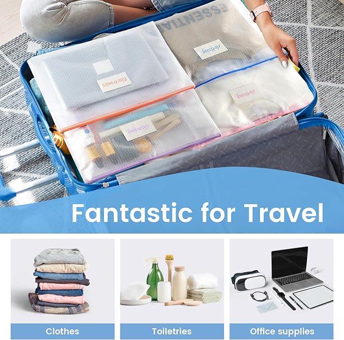 Sooez 24 Pack Super Large Mesh Zipper Pouch Bags, A3 (16.5×11.7 in) Storage Bags with Label Pocket, Reusable Zipper Pouches for Classroom Organization