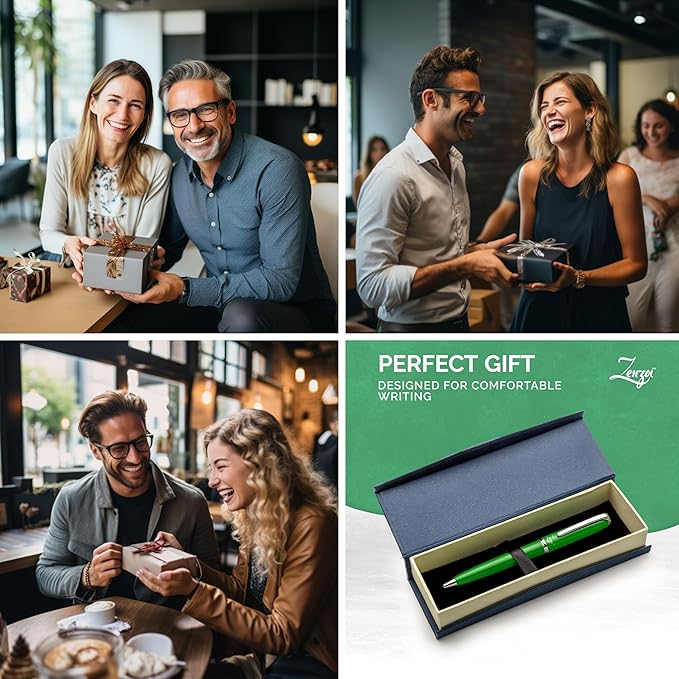 ZenZoi Green Mechanical Pencil w/Schmidt 0.7 mm Twist Lead System. Elegant Full Metal Pencil for Sketching, Drawing, Drafting, Writing & Note Taking. Luxury Gift Box for Men or Women