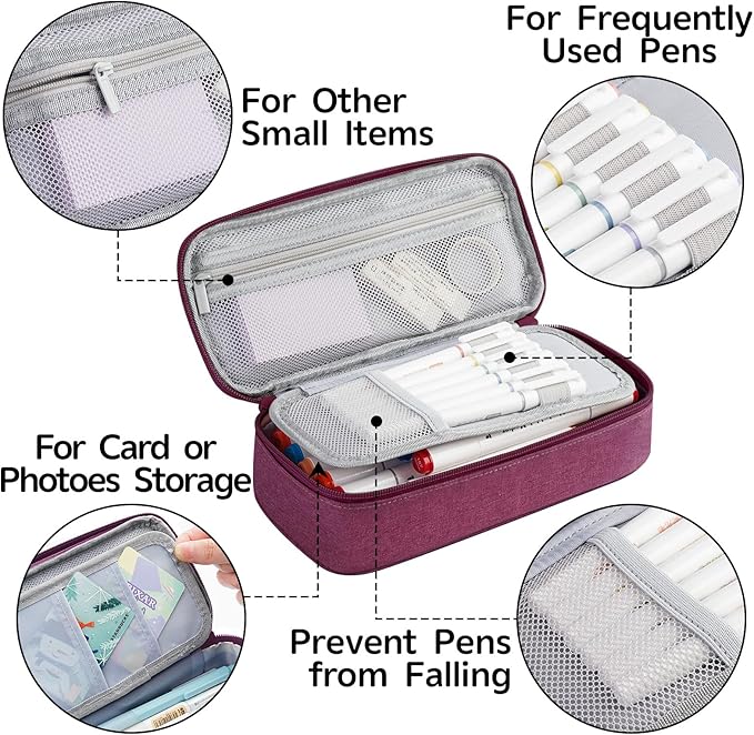 WEMATE Pencil Case, Large Storage Organizer for Stationery, Back - to - School Essential, Teacher Must - have, Big Pencil Pouch, Marker Case School Supplies for College & High School