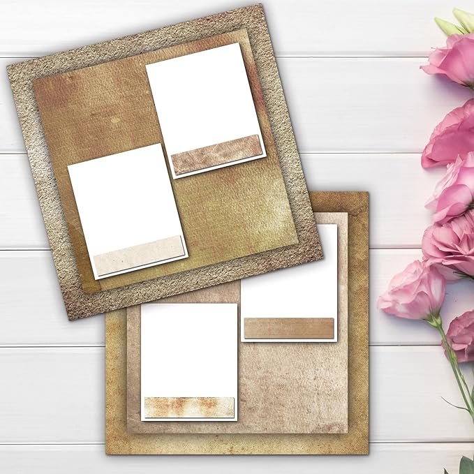 48 Sheets Vintage Scrapbook Paper 11x11, Kraft Pattern Decorative Scrapbook Paper for Journals DIY Cards and Photo Albums, Aesthetic Craft Supplies for Kids and Adults