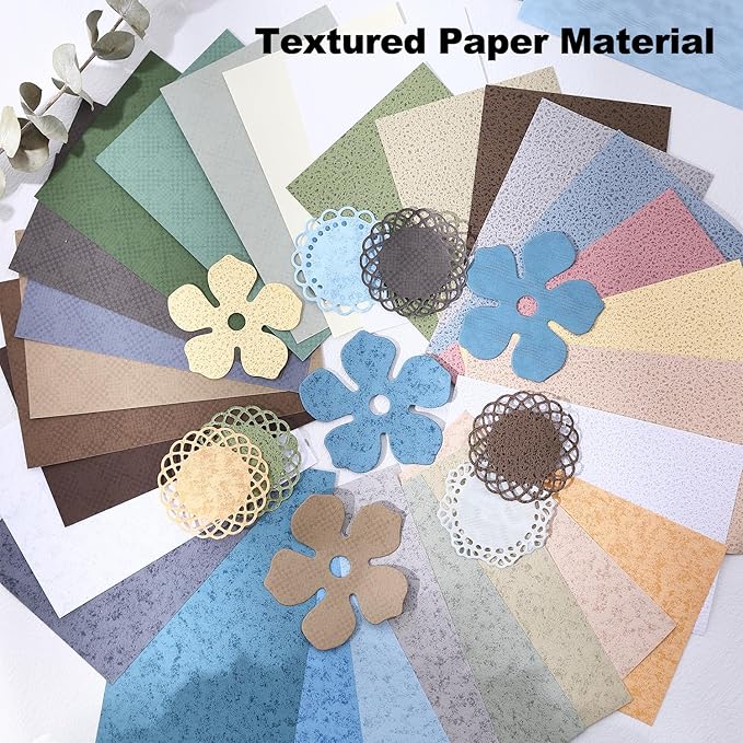 Textured Scrapbook Paper Set, 120 PCS Retro Decorative Craft Paper for Journaling, Scrapbook Supplies, DIY Card Making, Collage, and Planner 3.07 × 4.72 inch