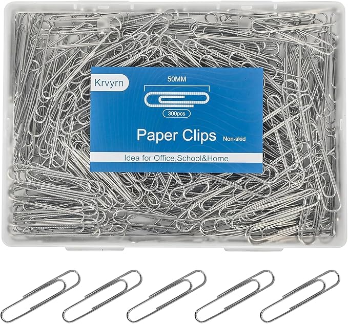 Large Paper Clips Non-Skid, 2 Inch Jumbo PaperClips, 300 Pcs Metal Paper Clips Large,Paperclips Non-Skid Clips for Office&School Supplies.