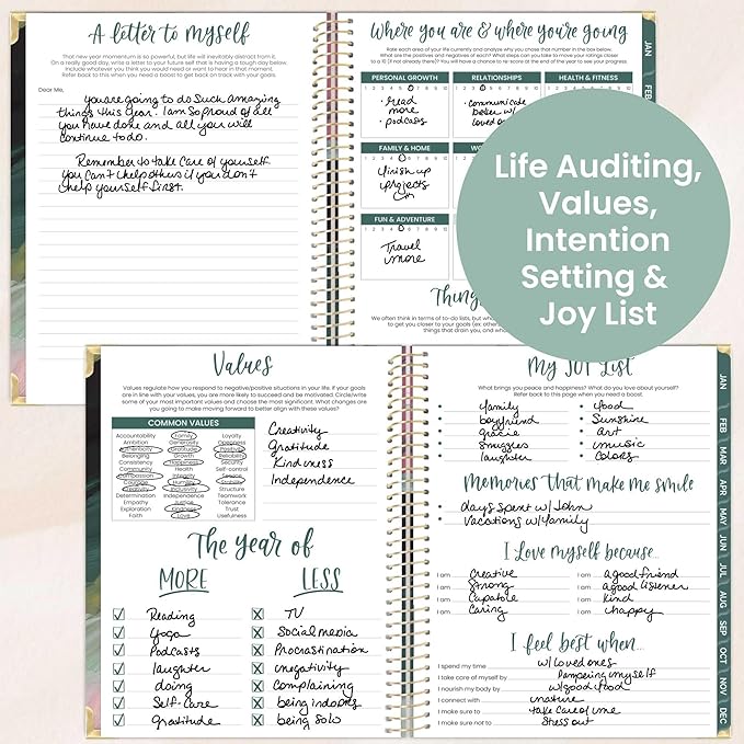 bloom daily planners HARDCOVER 2026 Planner (January to December) - 8.5” x 11” Weekly & Monthly Dated Agenda Organizer Book with Stickers & Tabs - Emerald Paint Strokes