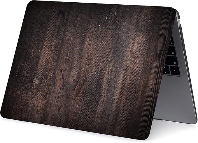 Bandless Case Compatible with MacBook Air 13 Retina 2018 2019 2020 Model A1932 A2179 A2337 M1, Plastic Hard Shell Protective Cover & Keyboard Skin 13 inch with Touch ID - Dark Wood Grain
