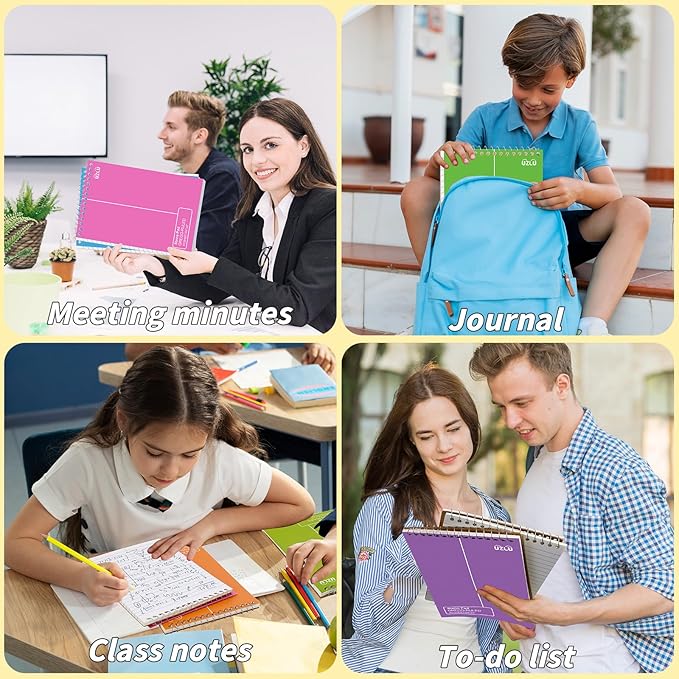 24 Pack Steno Pads 6 x 9 in Spiral Top Notebook Bulk 12 Assorted Color Note Pad 60 Sheets Gregg Rule Writing Paper Steno Notebooks for Students Teachers Men Women Professionals Office School Recording