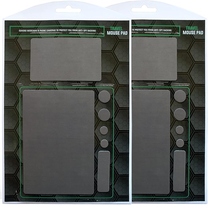Mouse Pad Adhesive Bottom - Sticks to Any Surface - Portable - Webcam Covers and Screen Cleaner Included (2 Pack -Blank- Gray