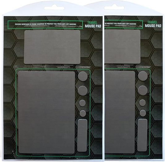 Mouse Pad Adhesive Bottom - Sticks to Any Surface - Portable - Webcam Covers and Screen Cleaner Included (2 Pack -Blank- Gray