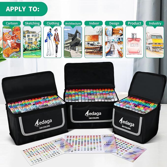 200 Colors Alcohol Markers with Free App, Dual Tip Art Marker with Kickstand Case for Artists Adults and Kids. Alcohol Based Markers for Coloring Painting Sketching and Drawing, Great Gift.