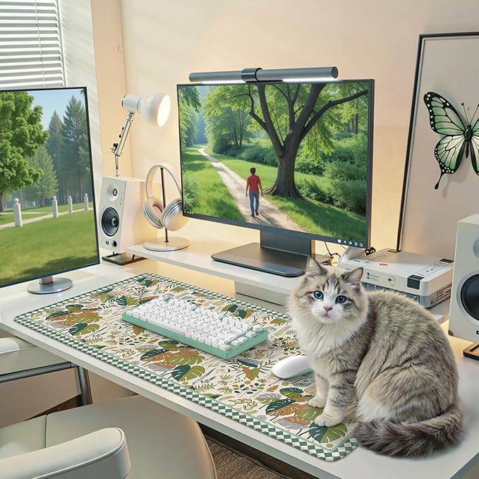 iCasso Large Desk Pad,Aesthetic Computer Mouse Pad for Desktop,Anti-Slip Rubber Base Keyboard mat,Cute Desk Mat for Women,Large Desk Cover Mat Work from Office Home School