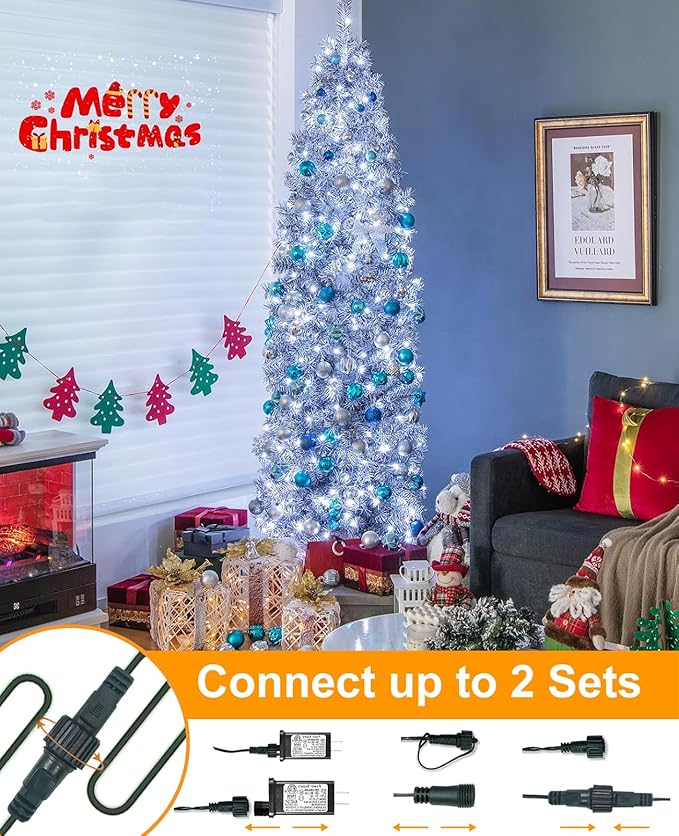 157FT 480 LED Christmas Lights Outdoor, Plug in Christmas Tree Lights Waterproof, 8 Modes Green Wire Twinkle String Light for Indoor Garden Tree Xmas Party Decorations, White