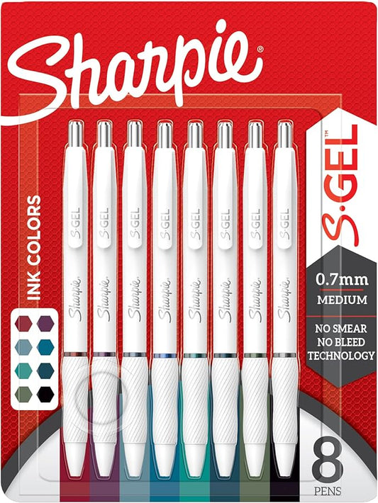 Sharpie S-Gel Pens, Fashion Barrel Gel Pens, Pearl White Body, Medium (0.7mm) Point, Bold Ink Colors, 8 Count (Pack of 6)