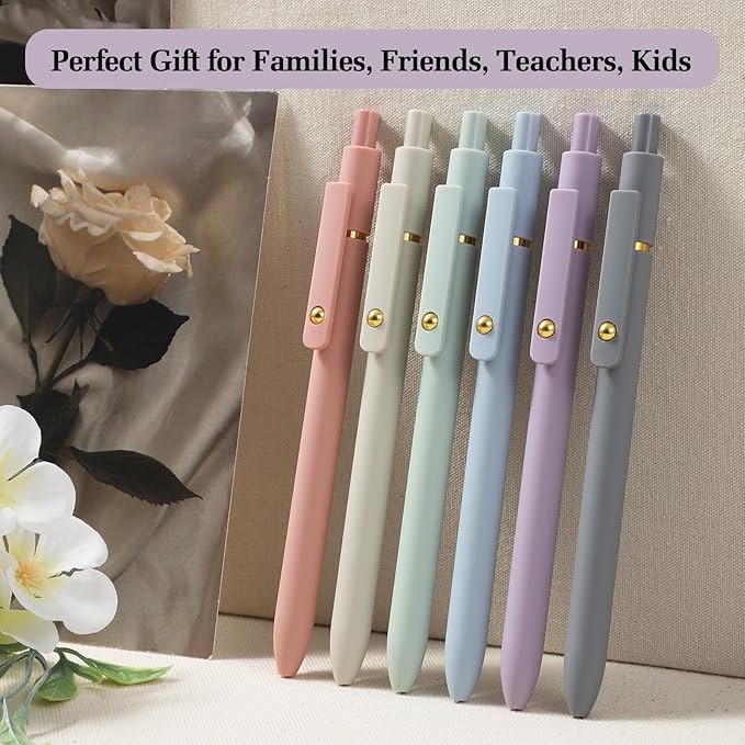 FIOVER 12Pcs Gel Pens, 0.7mm Medium Point Smooth Writing Pen, Black Gel Ink Journaling Supplies for Note Taking, Cute Aesthetic Office School Supplies Gifts for Women(12PCS Black Ink)