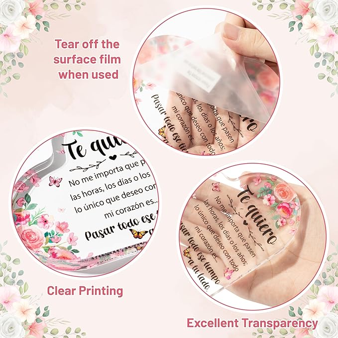 Yopyame I Love You Gifts - Spanish I Love You Acrylic Gifts for Her Him Valentines Day Couple Acrylic Keepsake Paperweight for Boyfriend Girlfriend Wedding Anniversary Acrylic Gifts for Husband Wife