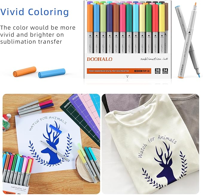 DOOHALO Sublimation Markers Infusible Pens Compatible with Cricut Maker 3/Maker/Explore 3/Air 2/Air 1.0 Tips Sublimation Ink Pens for Mug Press Easy Pressing