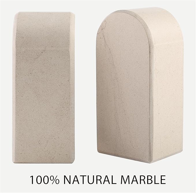 Koville African Natural Marble Bookends for Shelves, 7lbs Heavy-Duty Marble Book Holders, Decorative Book Ends, Bookshelf Apartment Decor for Normal Books/CD/Video Games