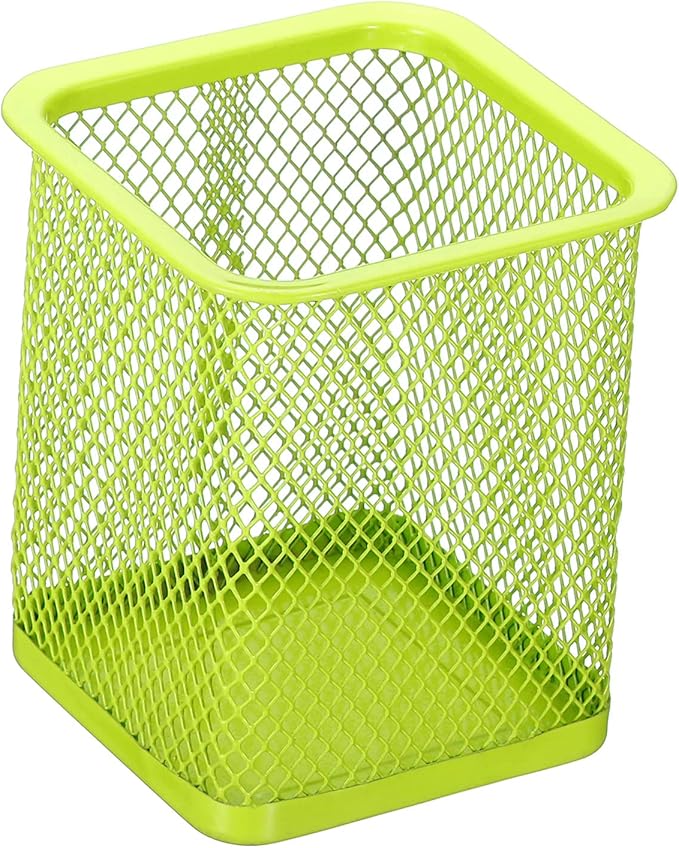 PATIKIL Mesh Pen Holder, Pencil Holder Pencil Basket Pen Cup Locker Organizer Square Makeup Brush Holder for Desk Accessories, Green