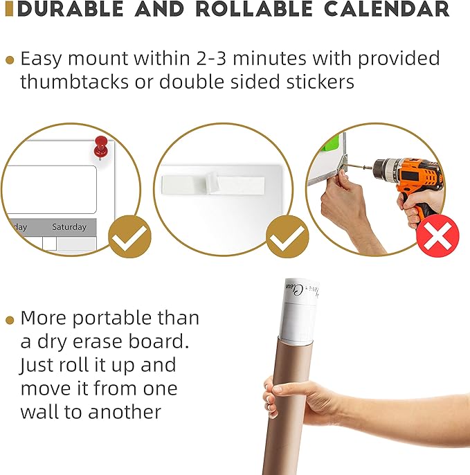 CLEVER CLEAN Large Dry Erase Wall Calendar - 36"x96" 12-month 2025 Undated Yearly Calendar for Home, Office, School Projects - Jumbo Reusable Laminated Task Organizer