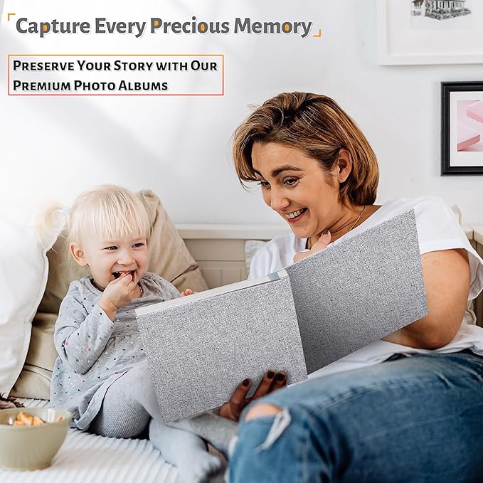 Photo Album Self Adhesive Scrapbook,Large Photo Book for 4x6,5x7,8x10 Pictures,DIY Album for Baby Wedding Family Travel Birthday,with Metallic Pen and Scraper