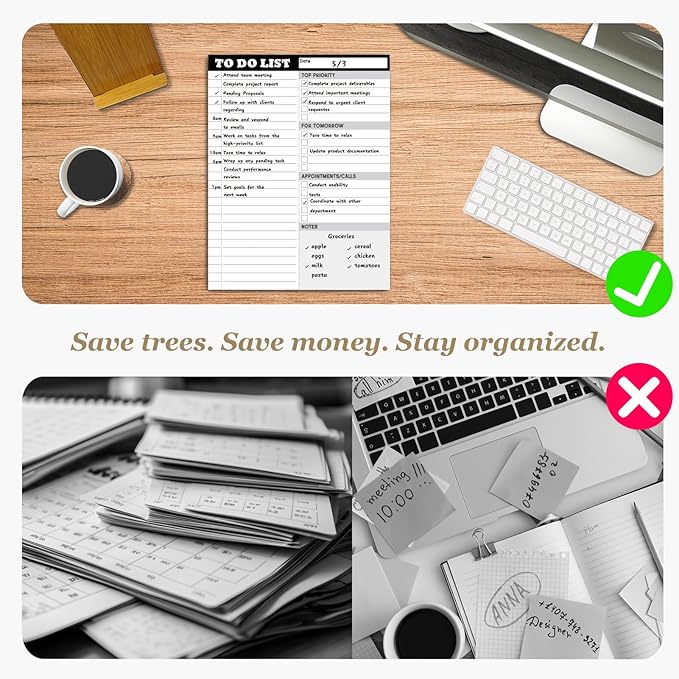 Dry Erase Desk Planning Board - Reusable Desktop Daily Planning Board, Work to-do List - 11"x8.5" Tabletop Dry Erase Board with Stand - Marker Included