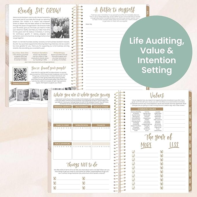 bloom daily planners 2025-2026 Academic Year Daily Planner (July 2025 - July 2026) - Aesthetic A5 Weekly & Monthly Calendar Agenda Organizer Book with Stickers - 5.5" x 8.25" - Brushed Beige