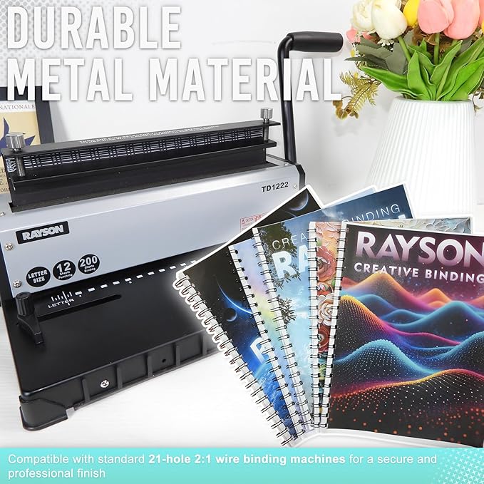 Rayson Double Loop Binding Wires, Mixed Sizes (3/8", 7/16", 1/2", 9/16", 5/8") 2:1 Pitch Wire Binding Spines, 21-Loop Black, Pack of 100