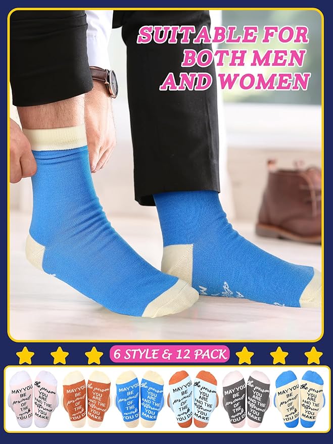 24 Pcs Employee Appreciation Gifts Thank You for All You Do Socks Stainless Steel Keychains for Staff Coworker Team